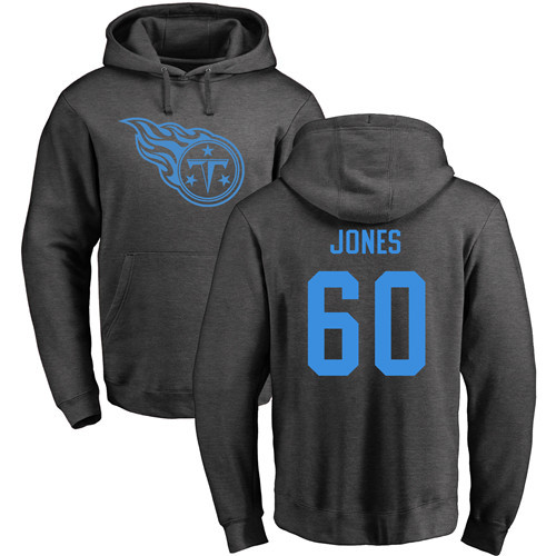 Tennessee Titans Men Ash Ben Jones One Color NFL Football #60 Pullover Hoodie Sweatshirts